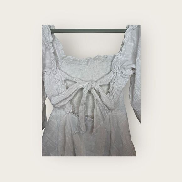 Saints & Secrets White Ruffle Flutter Mini Dress Tie Back Size Large - Picture 4 of 6